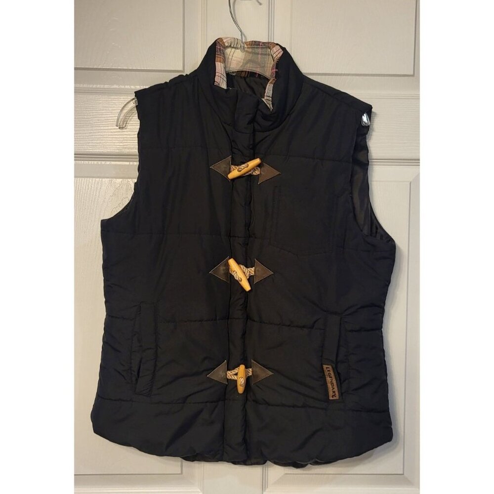 Legendary Whitetails Women's Black Quilted Zipper/Toggle Puffer Vest Large